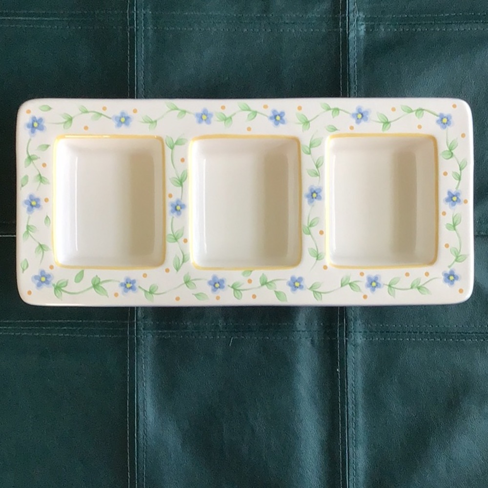 Pfaltzgraff Three Section Ceramic Relish Dish Melissa